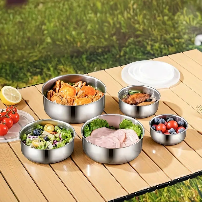 COMBO 5 Tazones con Tapa + Tabla de Cortar GRATIS🔪🎁