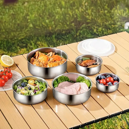 COMBO 5 Tazones con Tapa + Tabla de Cortar GRATIS🔪🎁