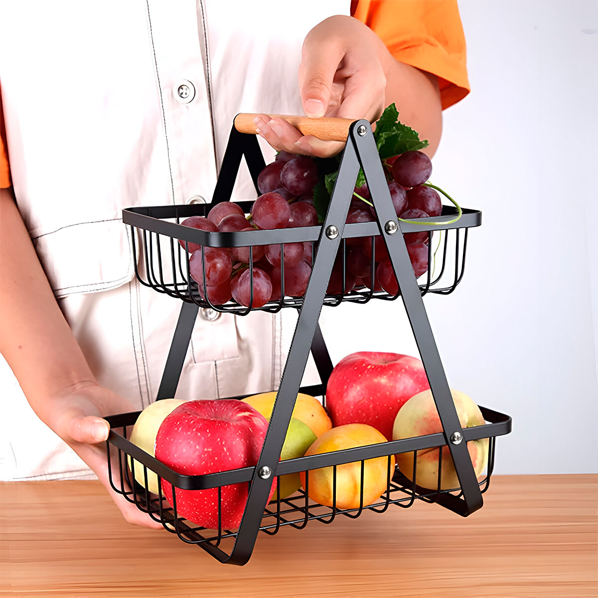 🍎 Cesta Organizadora de Frutas 2 Pisos – Importado 🇺🇸