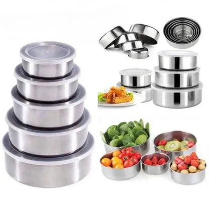 COMBO 5 Tazones con Tapa + Tabla de Cortar GRATIS🔪🎁