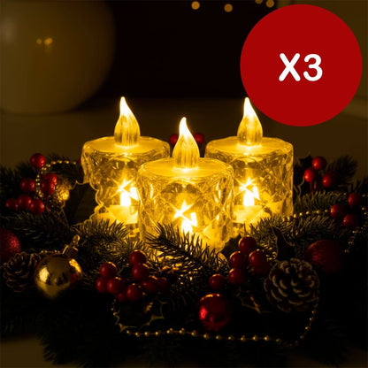 🎄Set X3 Velas Led Efecto Cristal🕯️
