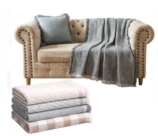 🛋️Manta Decorativa para Sofá 180x130cm 💎Calidad Artesanal✨