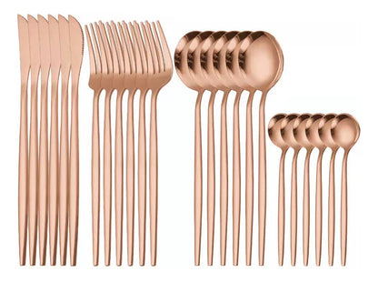 ✨ Elegance Gold® | Set de Cubiertos Dorados Premium de 24 Piezas