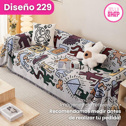 Cobertor Artesanal para Sofá 180 x 230 cm 💎Renueva tu sala!✨