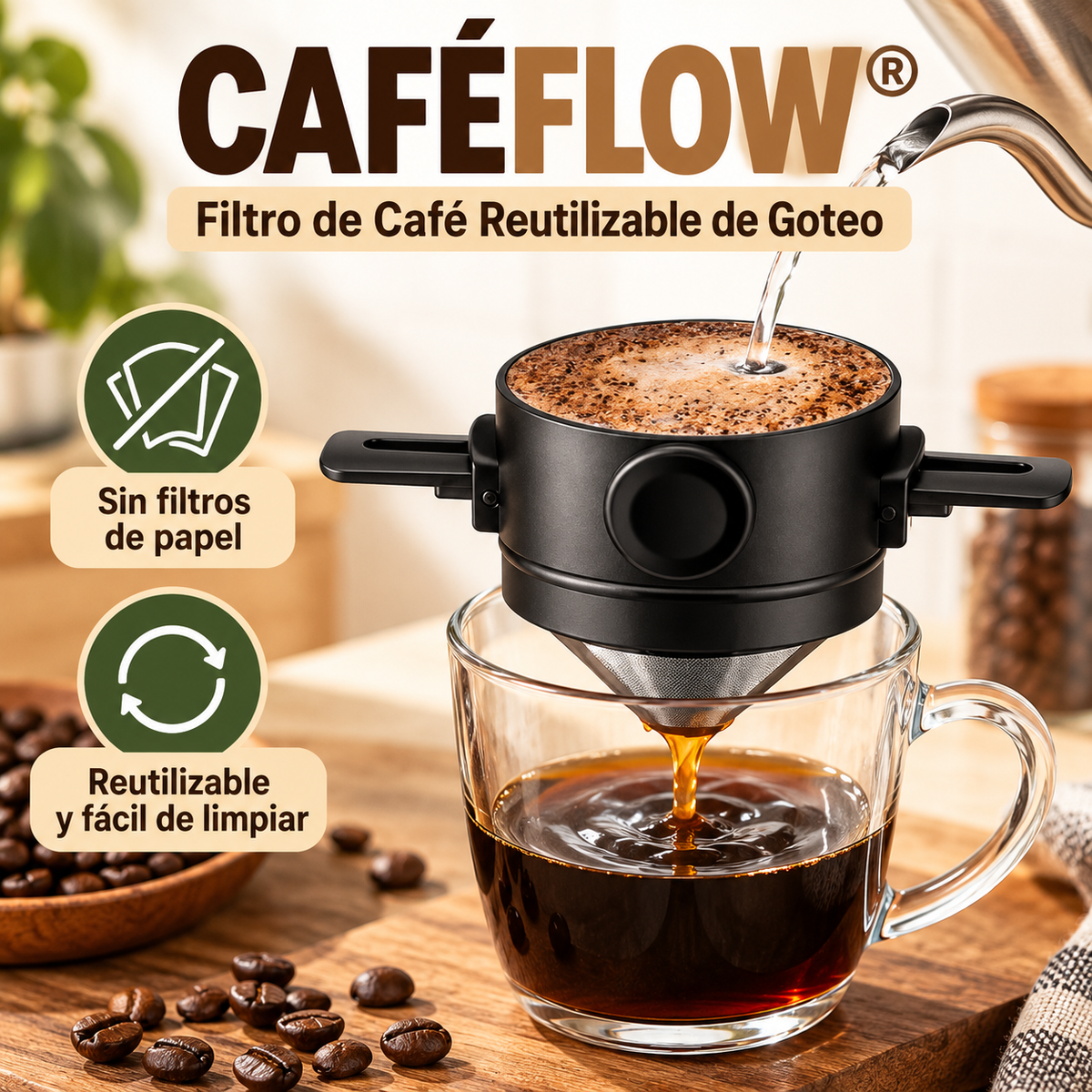 CAFÉFLOW® | Filtro de Café Reutilizable de Goteo ☕