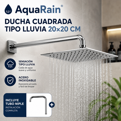 🚿 AquaRain® — Ducha Cuadrada Tipo Lluvia 20×20 cm