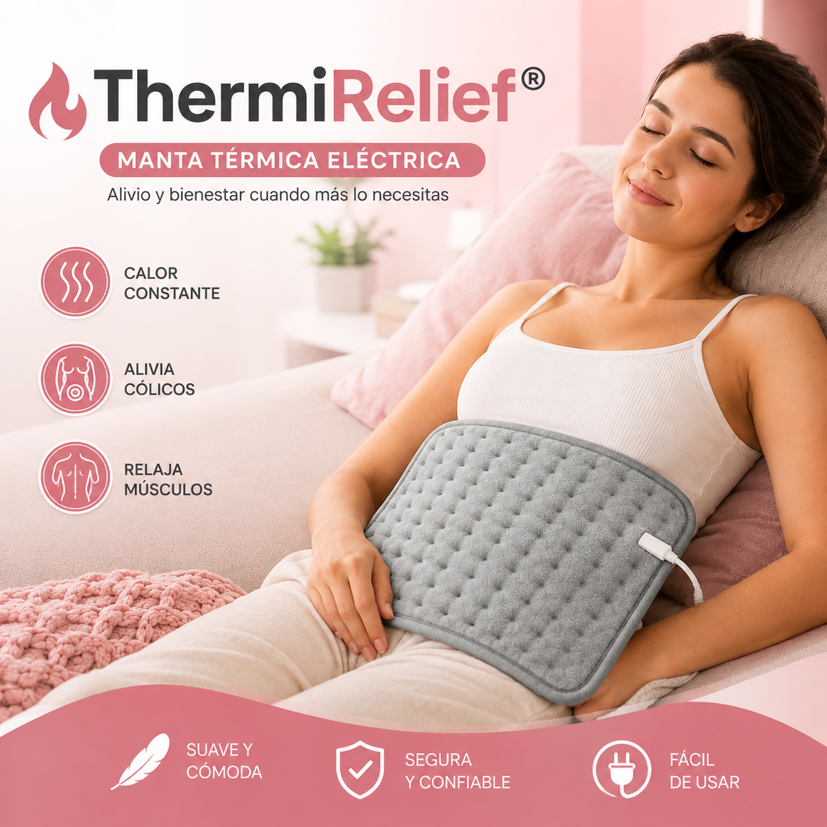 🔥 ThermiRelief® | Manta Térmica Eléctrica para Cólicos y Dolores Musculares
