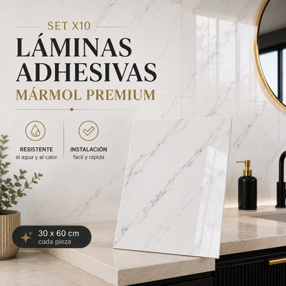 ✨MarmolFlex® | Láminas Adhesivas Mármol Premium –  (30x60cm)🪞