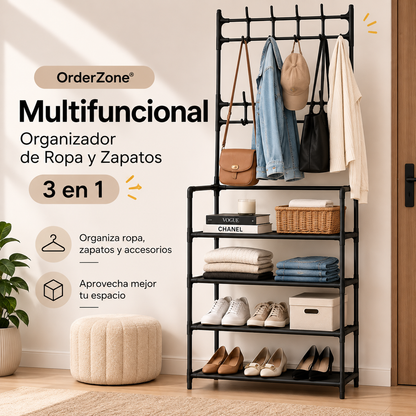 💫 OrderZone® Multifuncional – Organizador de Ropa y Zapatos 3 en 1