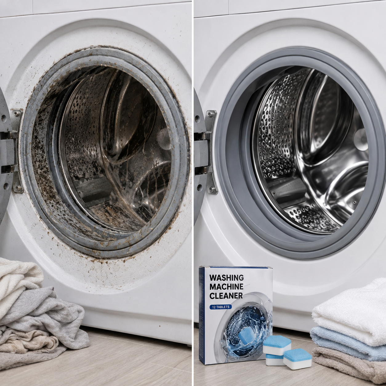 🧺 CleanWash® Pastillas Limpiadoras para Lavadora | Pack Doble: 2 Cajas (12 Pastillas c/u)