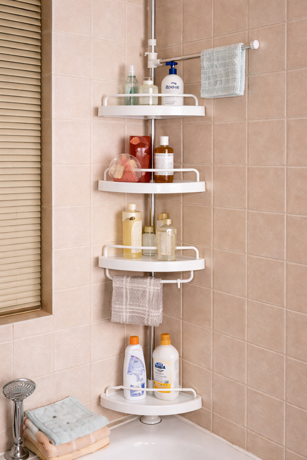 CornerMax® – Organizador Esquinero de Baño 4 Niveles