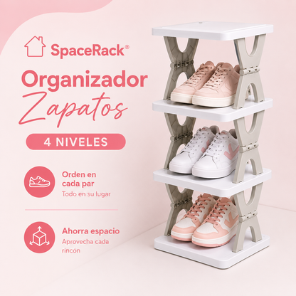 🏠 SpaceRack® | Organizador Zapatos 4 Niveles