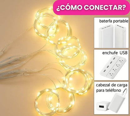 🎇 Luces LED Tipo Cortina Cascada 3x3m – La Magia de 360 Luces ✨