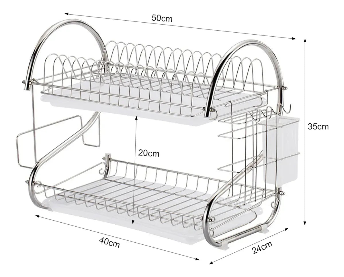 DryRack™ – Escurridor de Platos 2 Niveles en Acero Inoxidable ✨