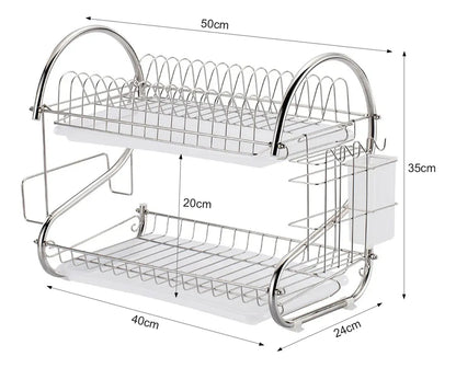 DryRack™ – Escurridor de Platos 2 Niveles en Acero Inoxidable ✨