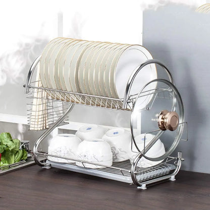 DryRack™ – Escurridor de Platos 2 Niveles en Acero Inoxidable ✨