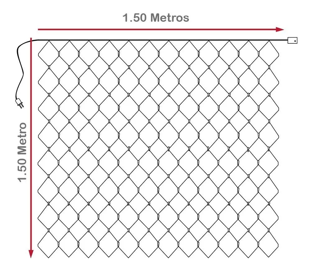 ✨ Malla LED Decorativa BrightNet® 1.50 m por 1.50 m — 120 Luces