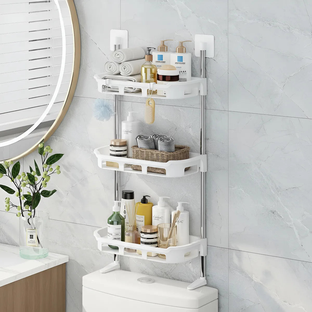 OrganiBaño™ – Estantería Sobre Inodoro 3 Niveles 🚿