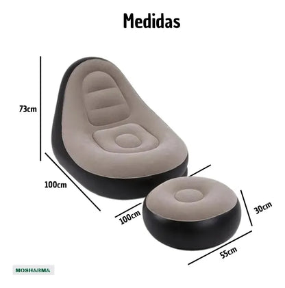 CloudRest™ – Sillón Inflable Premium + Reposapiés ☁️🛋️