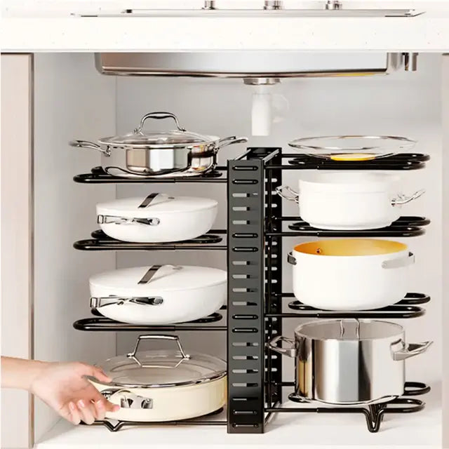 RackMaster Ollas® | Organizador Ajustable para Ollas y Tapas