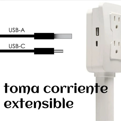 ⚡ Extensión 360 – Enchufe con USB y Base Giratoria