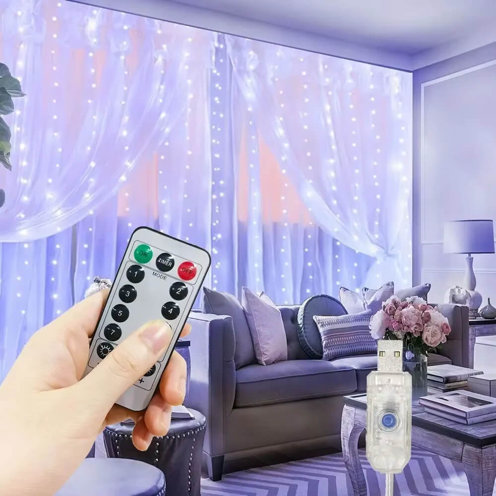 🎇 Luces LED Tipo Cortina Cascada 3x3m – La Magia de 360 Luces ✨