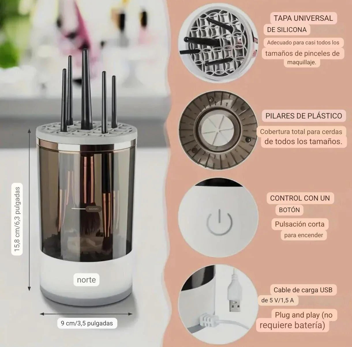 Limpiador Eléctrico de Brochas: Cuida tu piel con brochas impecables en poco tiempo!💆🏻‍♀️✨- Importado 🇺🇸