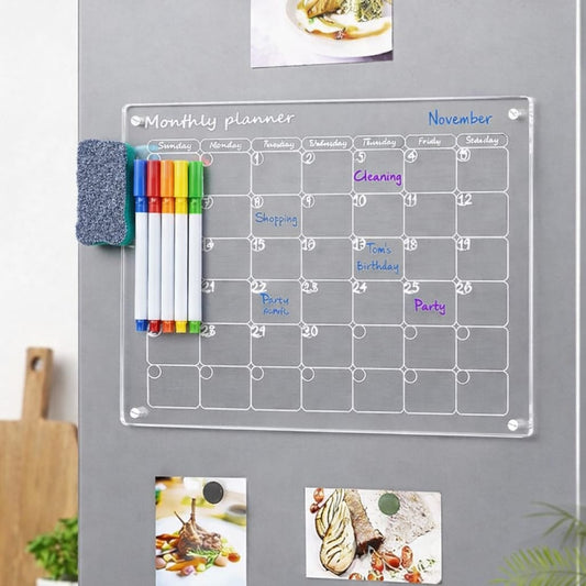 📅 MAGNEPLAN® – Tablero Acrílico Calendario Mensual Magnético + Marcadores 🎁