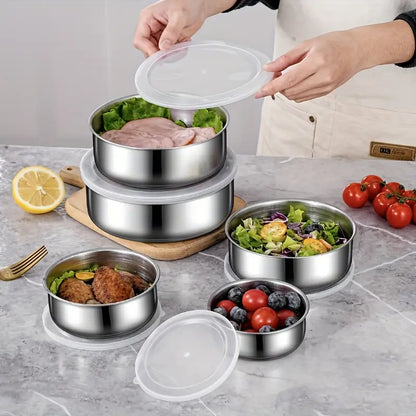COMBO 5 Tazones con Tapa + Tabla de Cortar GRATIS🔪🎁