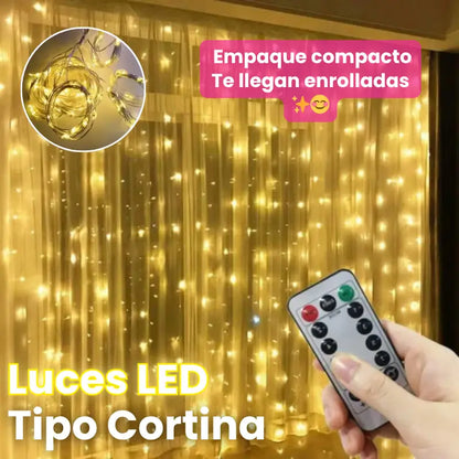 🎇 Luces LED Tipo Cortina Cascada 3x3m – La Magia de 360 Luces ✨