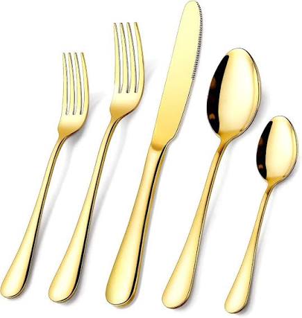 ✨ Elegance Gold® | Set de Cubiertos Dorados Premium de 24 Piezas