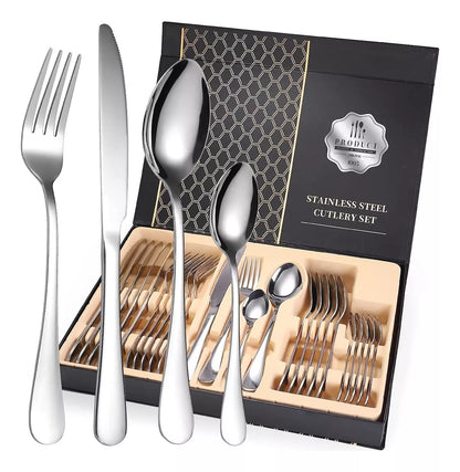 ✨ Elegance Gold® | Set de Cubiertos Dorados Premium de 24 Piezas